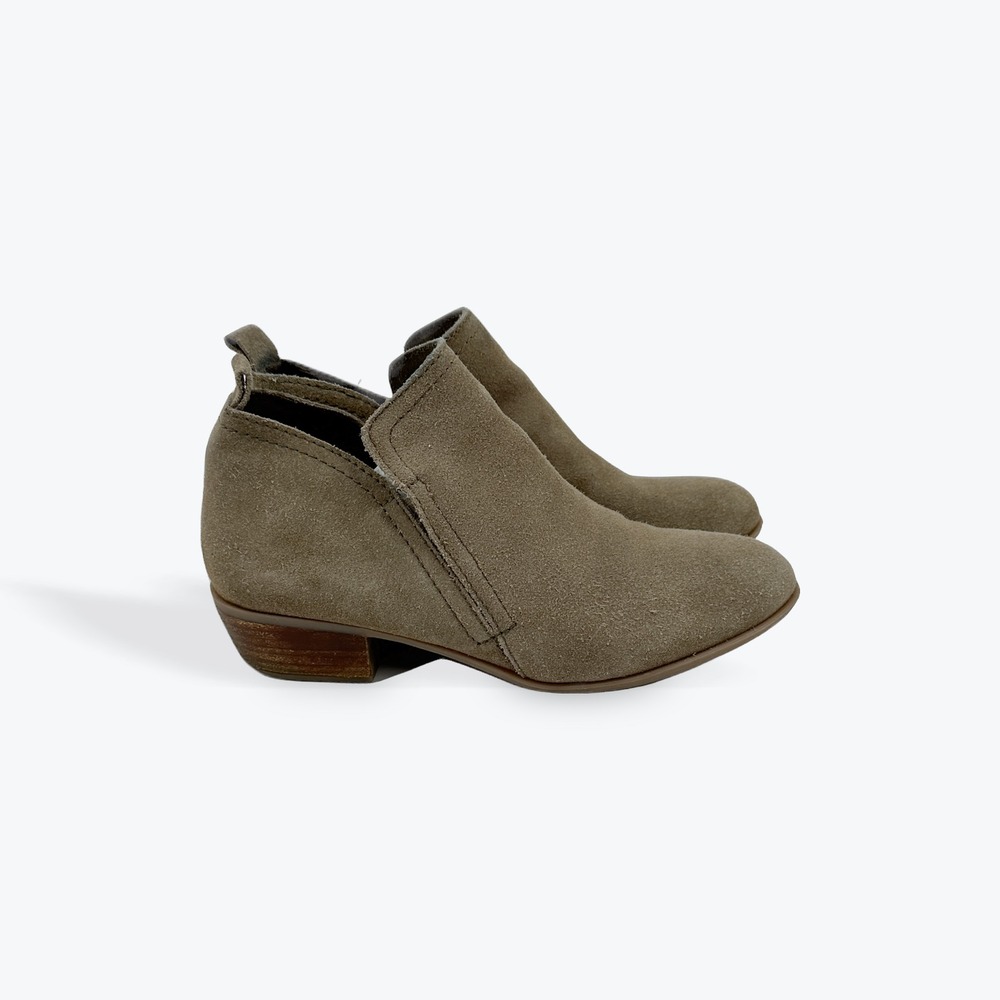 Diba Womens Taupe Suede Ankle Boots Side Zip Block Heel‎ Booties Size 8